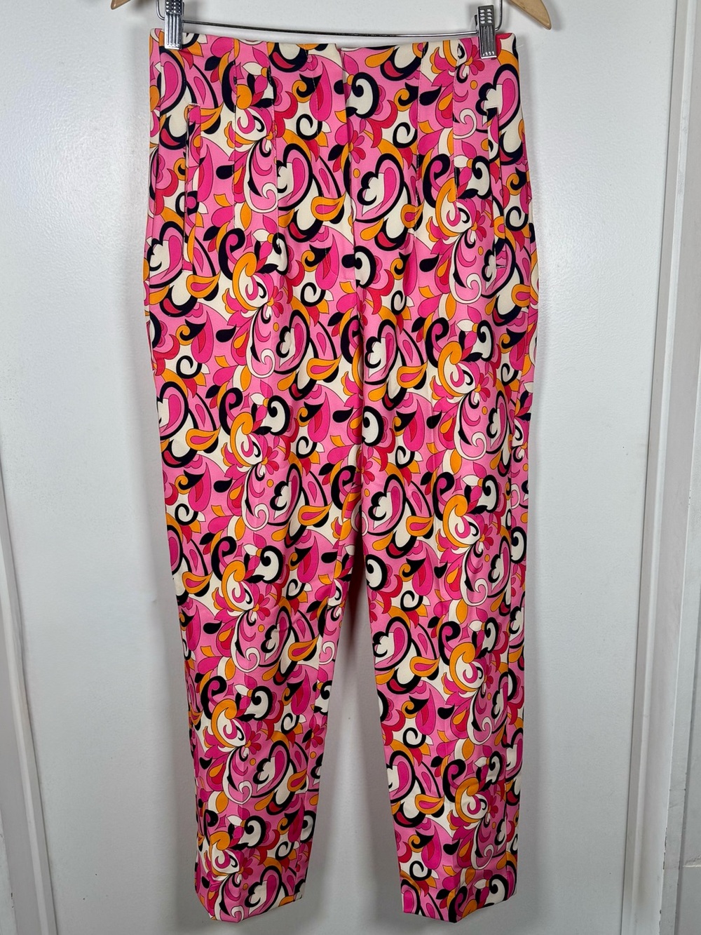 ZARA Bright Floral High Waisted Trouser Pants Women’s Medium Pink Pucci 70’s EUC